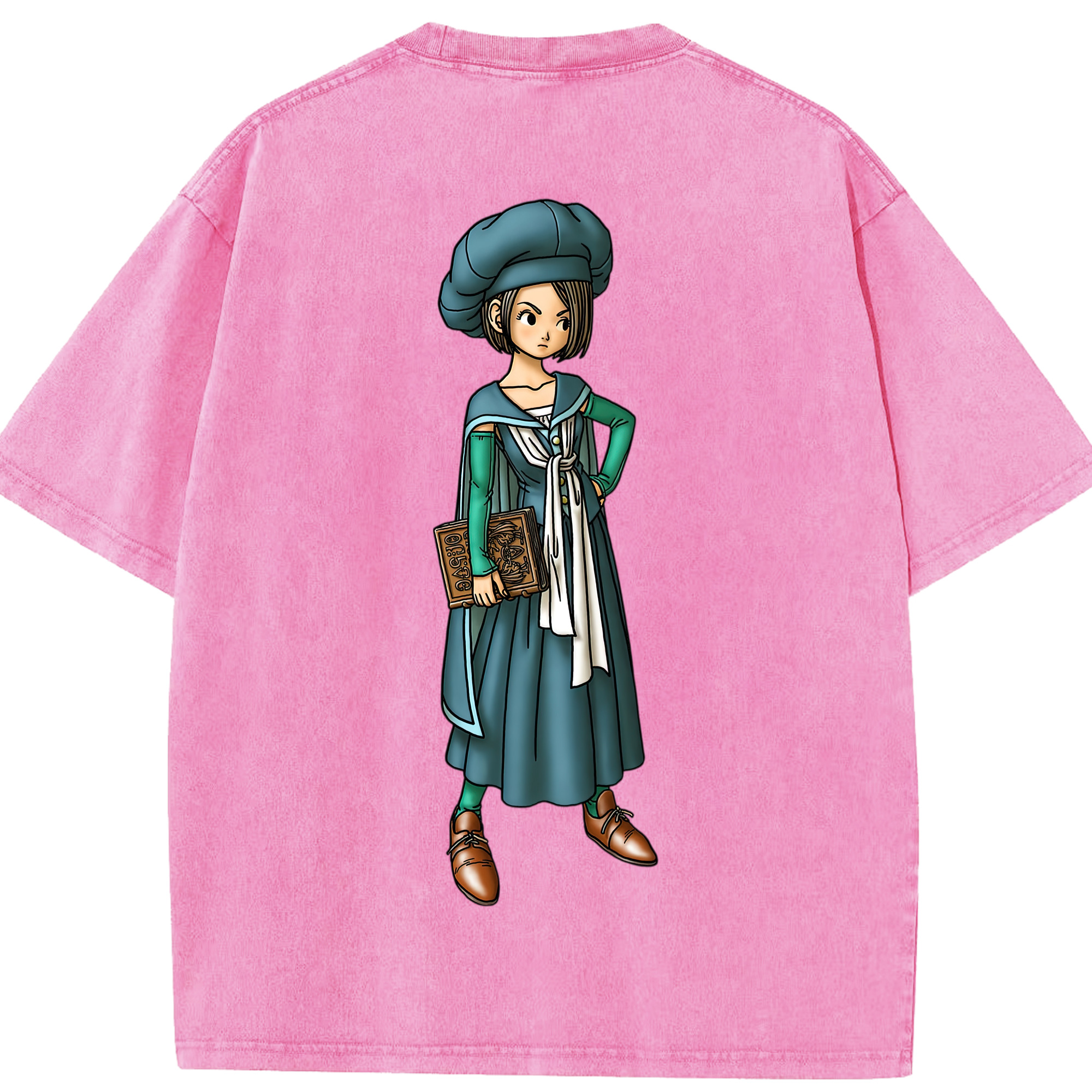 （画像用） ドラゴンクエスト Doragon Kuesuto Dragon Quest 綿100% ヴィンテージ風 半袖Tシャツ（背面プリント）